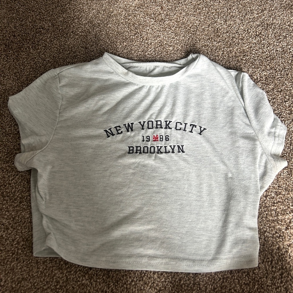 SHEIN Gray Short Sleeve Tee Casual Crew Neck